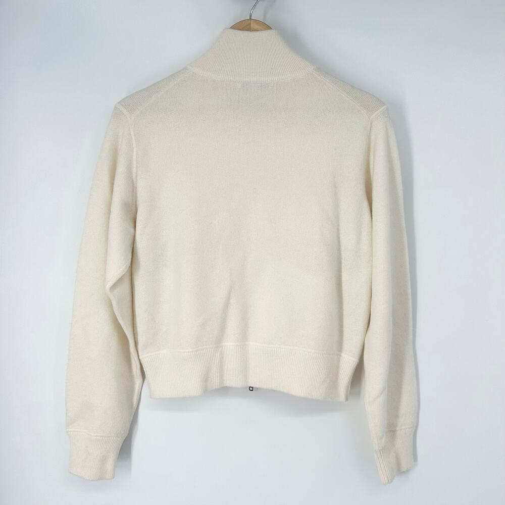 NAKED CASHMERE 100% Cashmere Zip Up Mock Neck Cardigan Sweater White Jacket - Picture 6 of 13